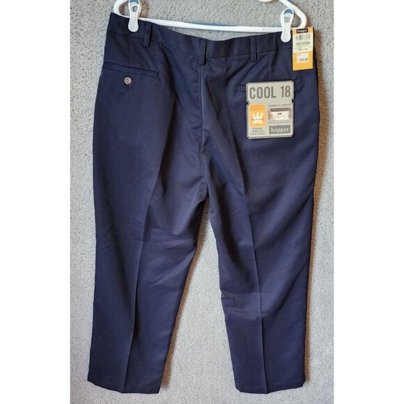 NEW Haggar Cool 18 Navy Blue Comfort Equipped Wrinkle Free Pants Size 38 x 29 - Picture 8 of 13